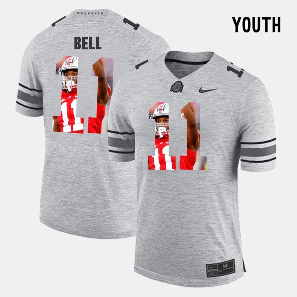 Ohio State Buckeyes Vonn Bell Youth #11 Gray Pictorial Gridiron Fashion College Football Jersey 2404LNAT8